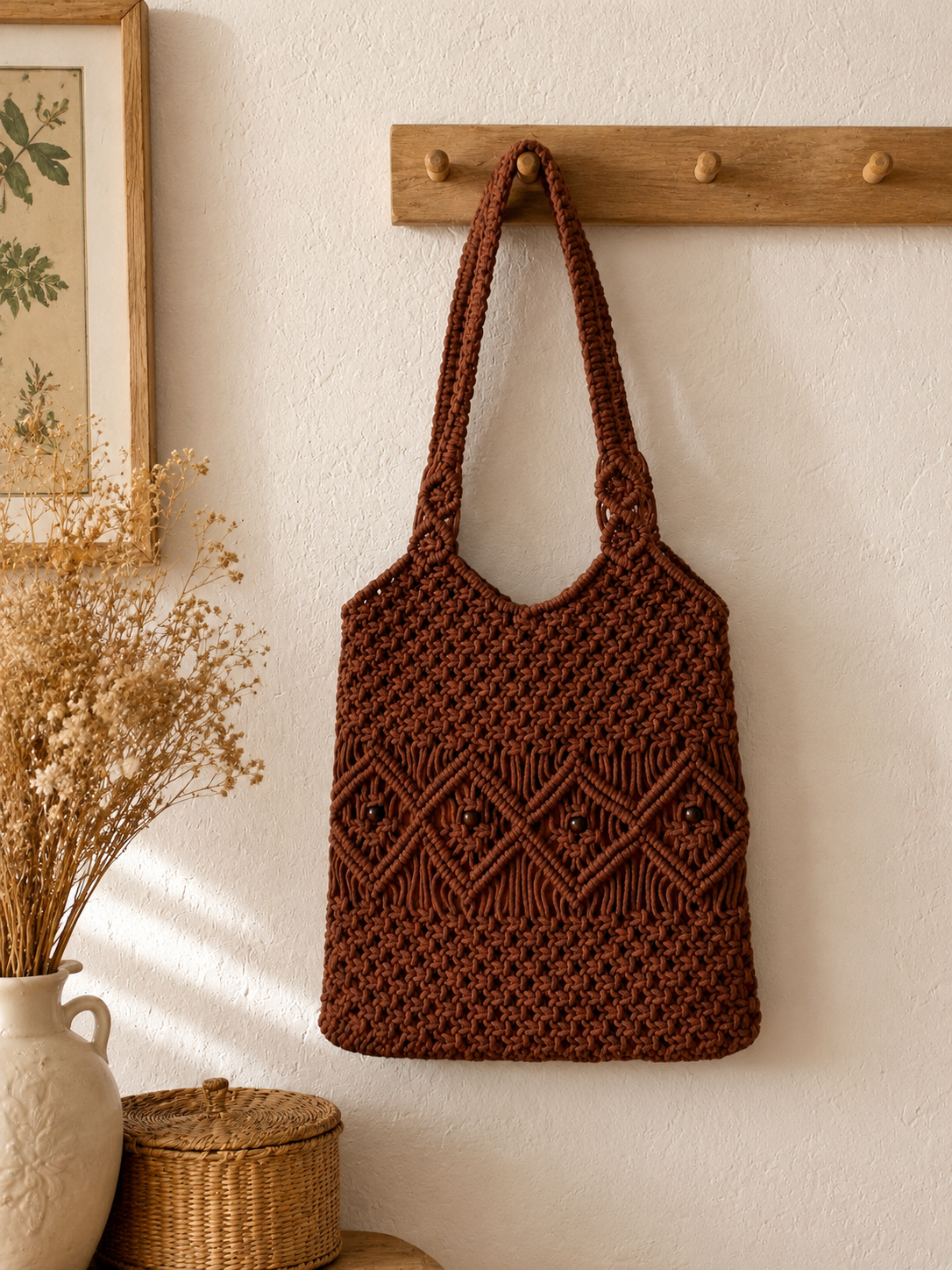 Premium Macrame Shoulder Bag Handmade Crochet Tote Bag for Women