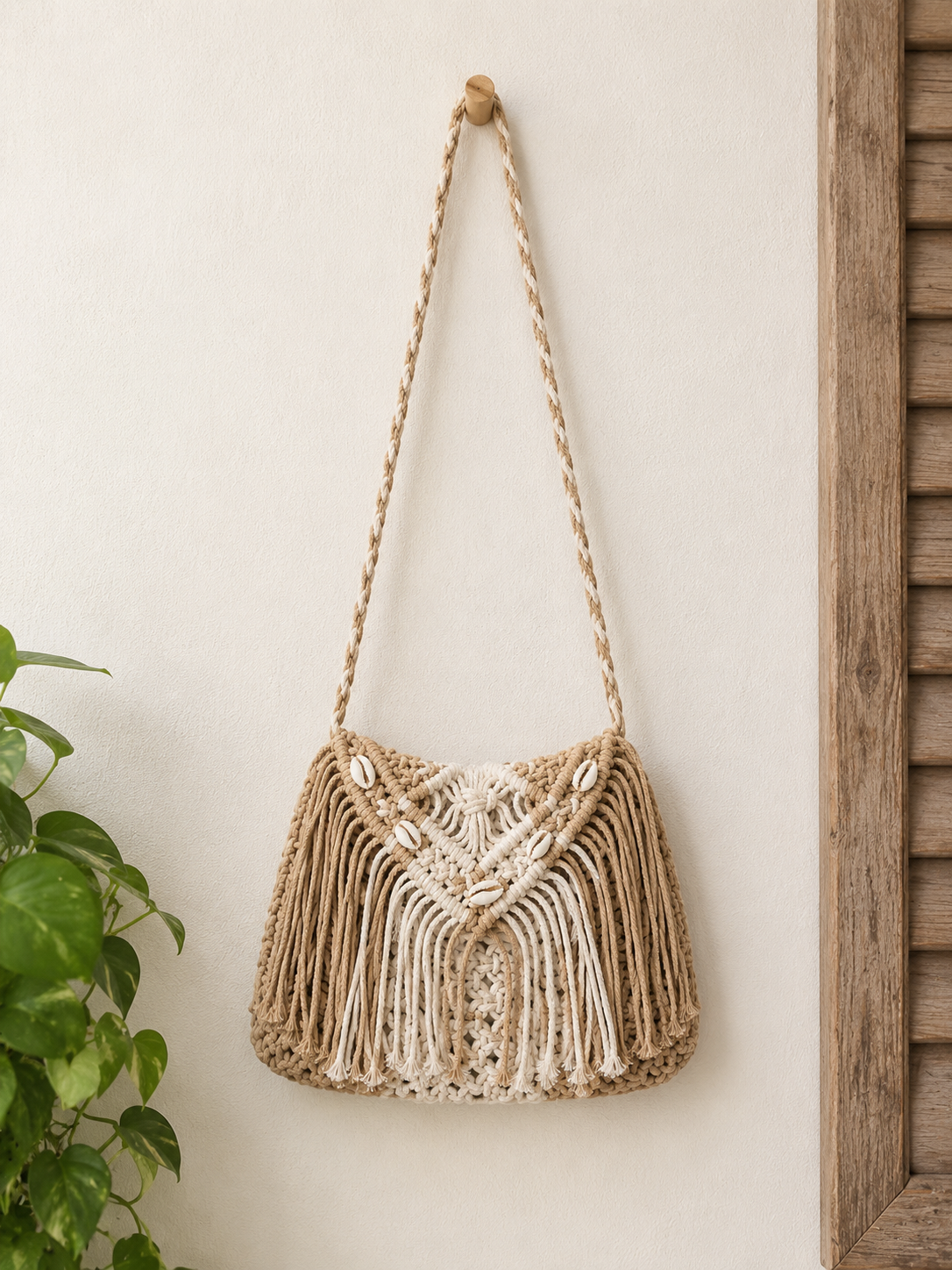 Luxury Handmade Macrame Fringe Shoulder Bag Cotton Boho Handbag