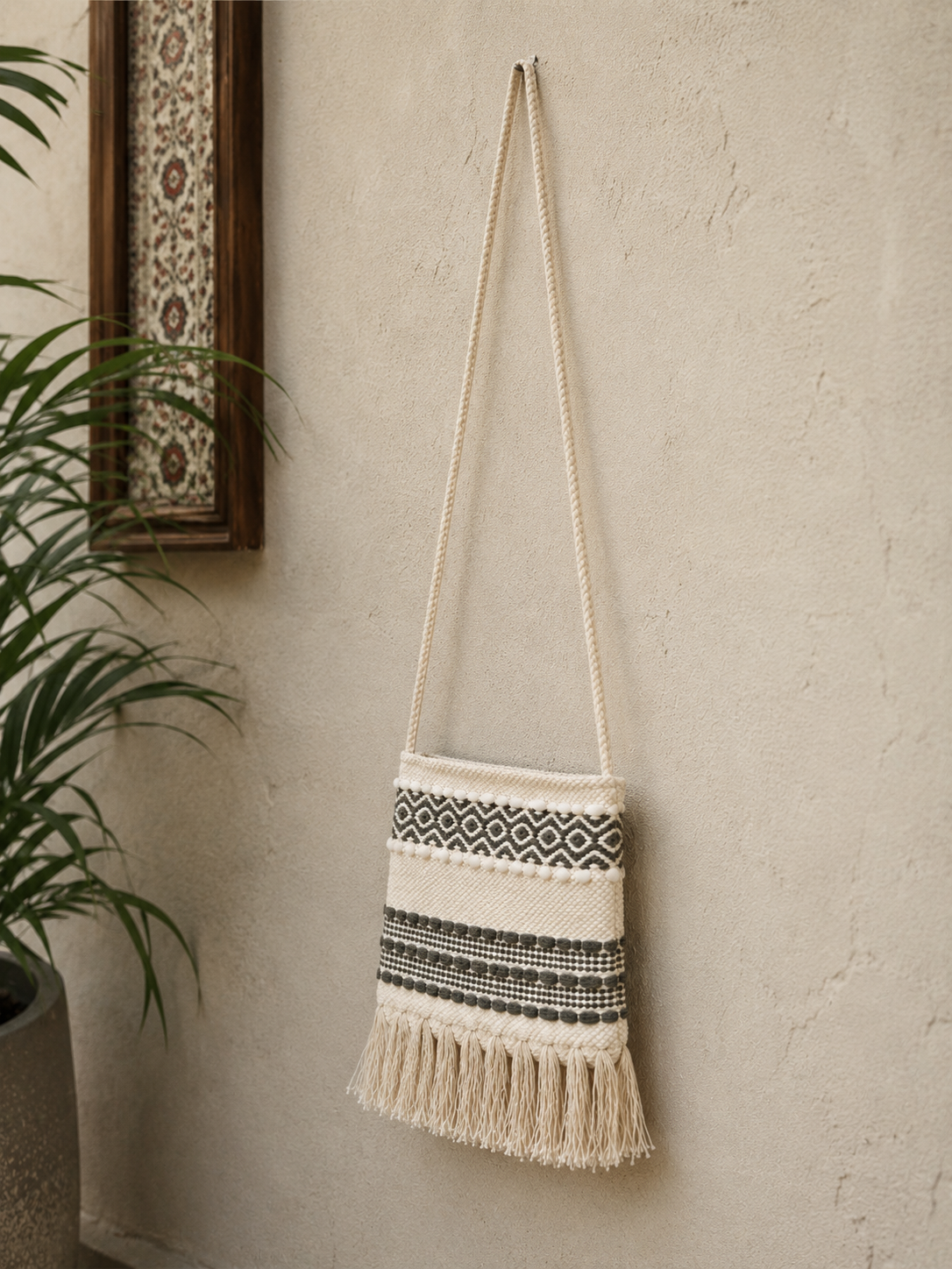 Image of Handmade Boho Cotton Sling Bag for Women