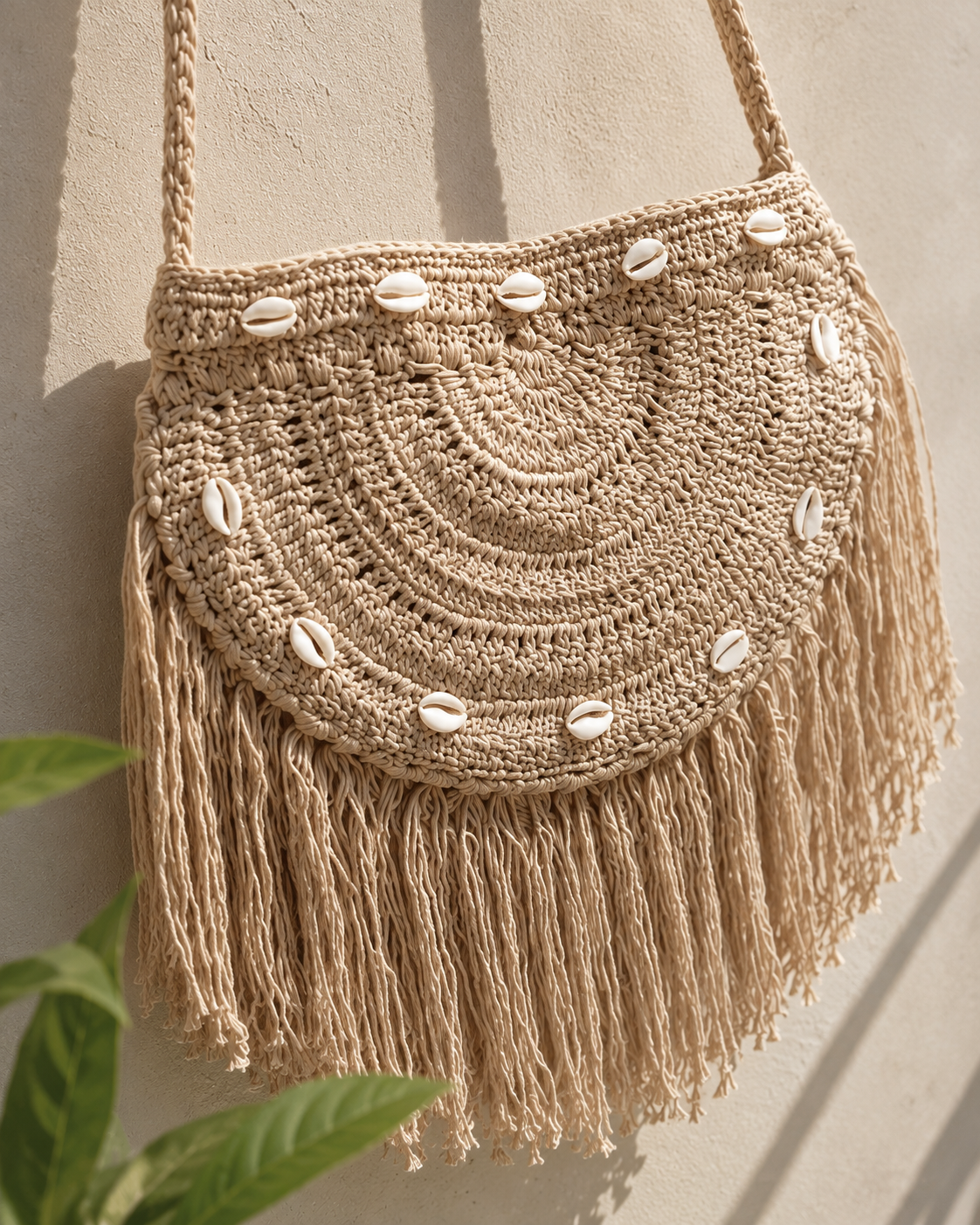 Image of Handmade Crochet beach Bag Boho Cotton Sling Bag for Daily Use