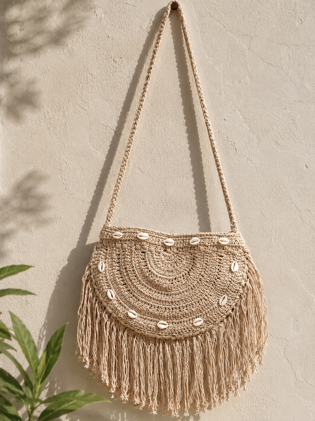 Handmade Crochet beach Bag Boho Cotton Sling Bag for Daily Use