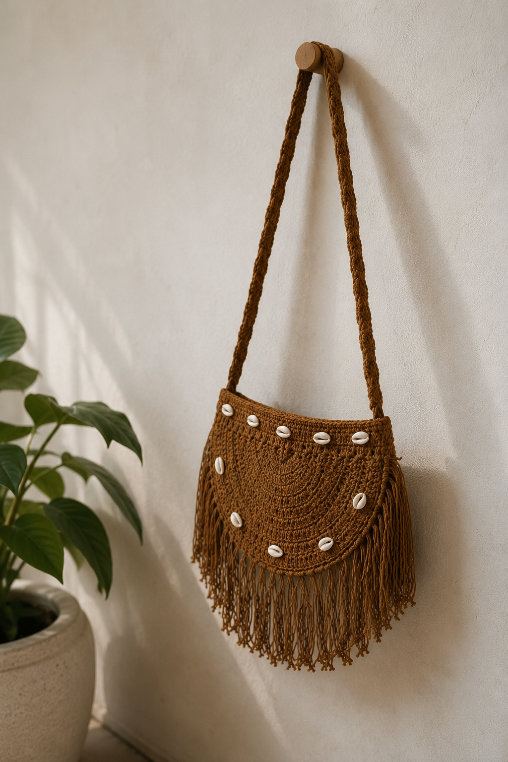 Women Boho Cotton Beach Tote Bag Crochet Shoulder Bag