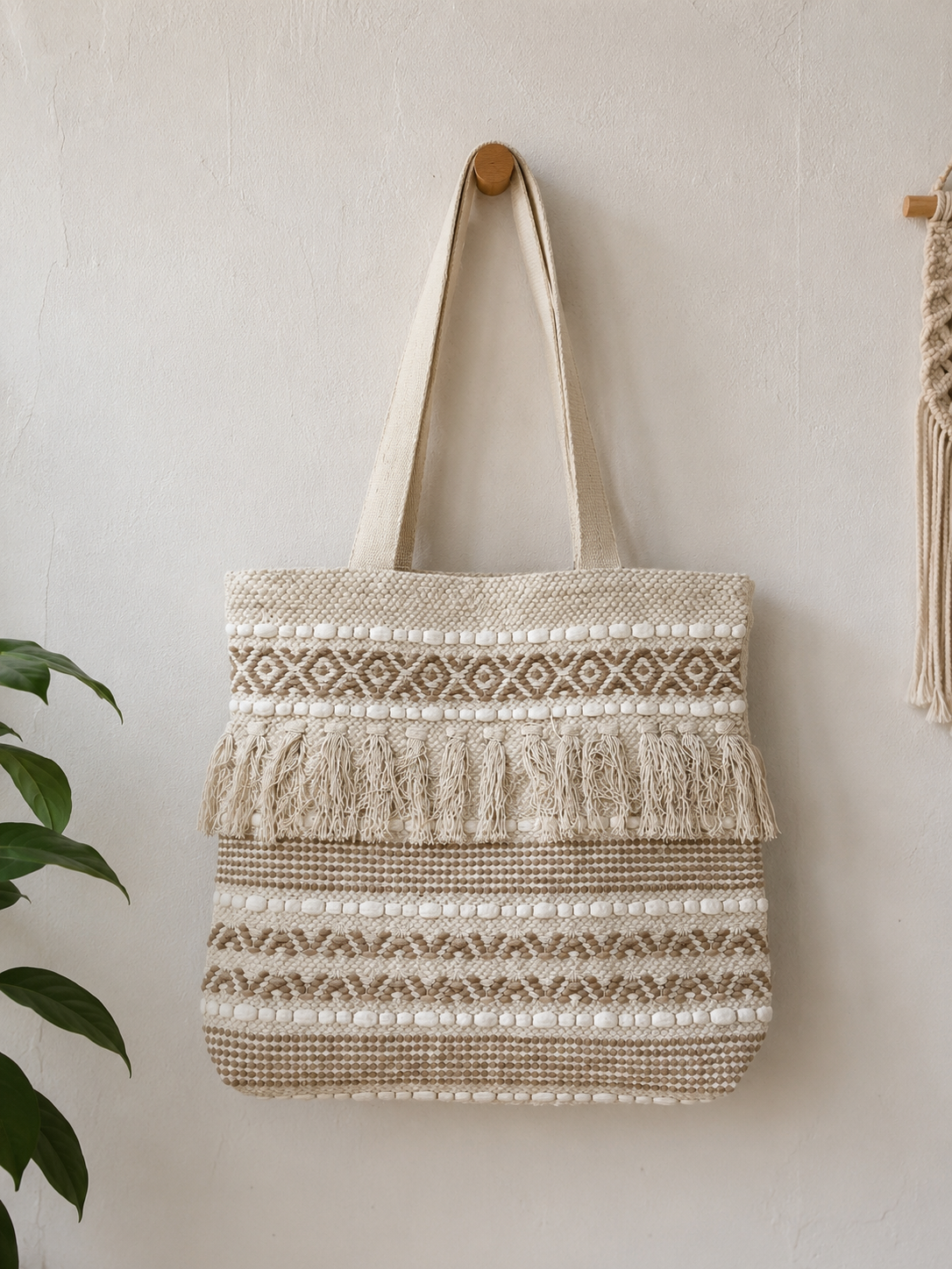 Handmade Stylish Boho Fringe collage bag Cotton Tote Bag for Women