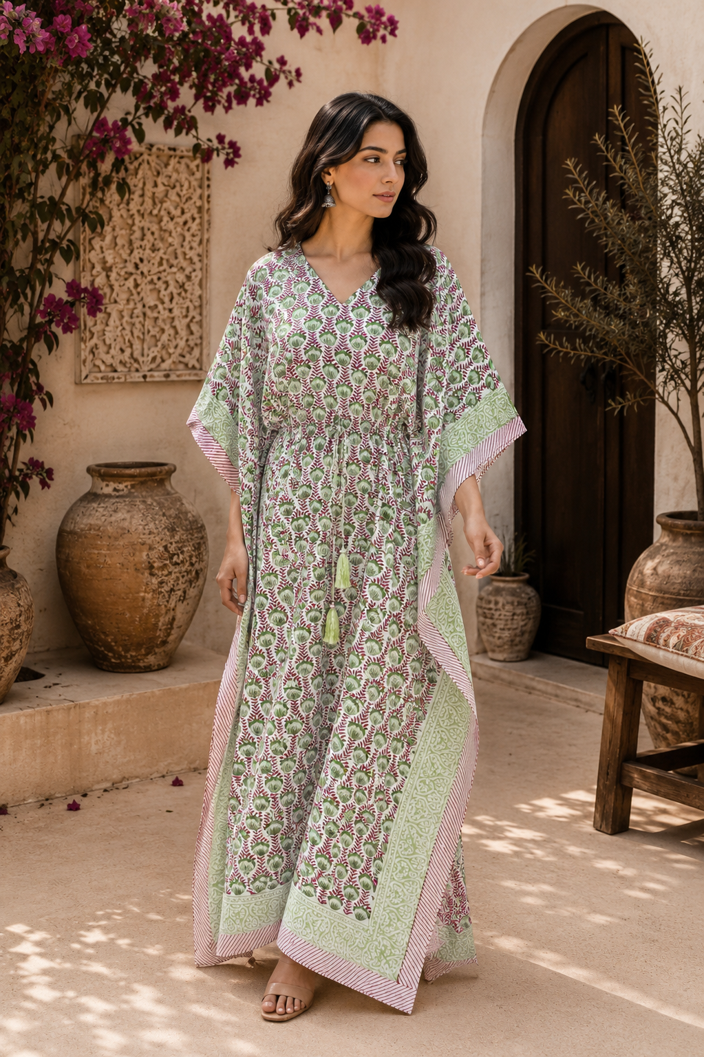 Image of Indian Traditional Cotton Kaftan For Women