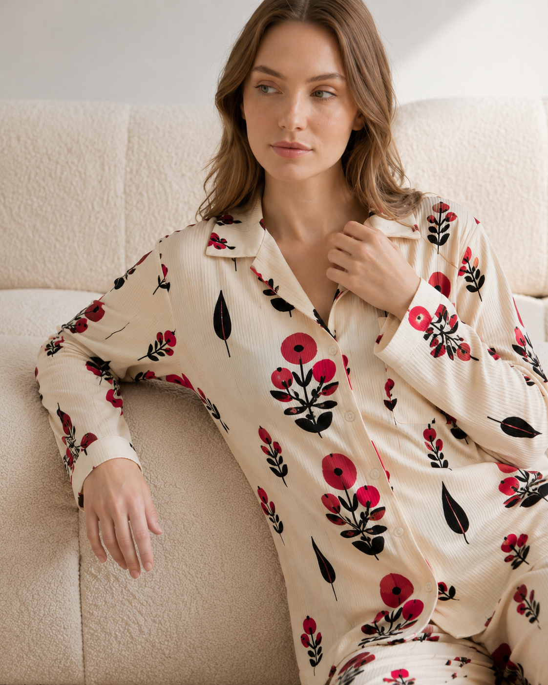Image of Women's Handmade Cotton night suit Soft Breathable Matching PJ Set