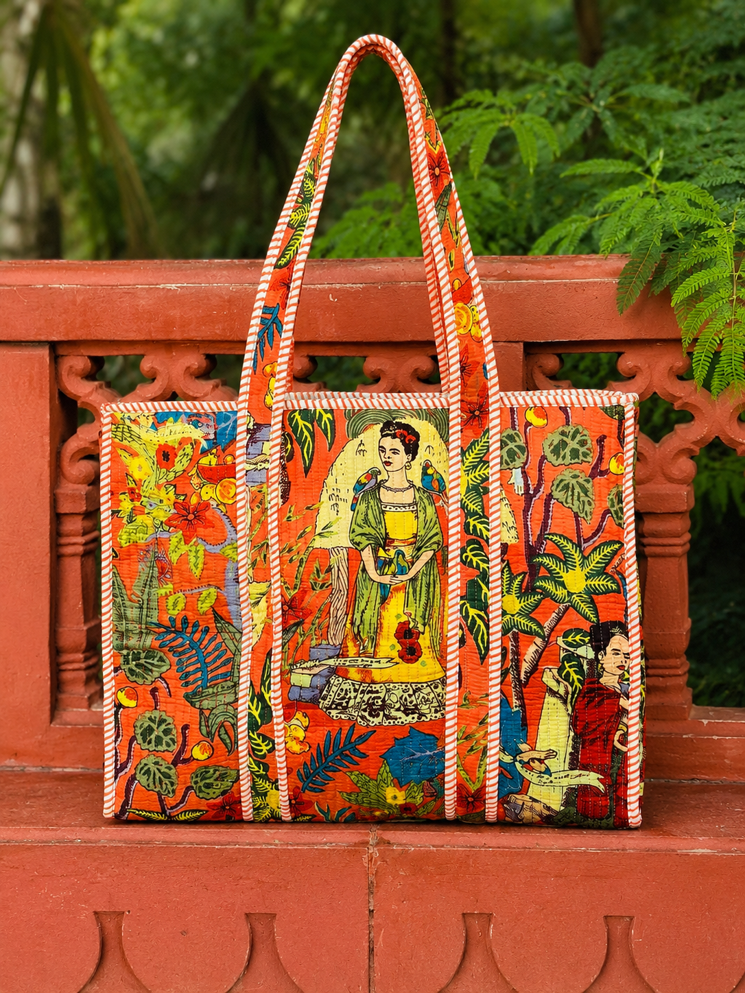 Image of Indian Style Quilted Tote Bag For Daily Use