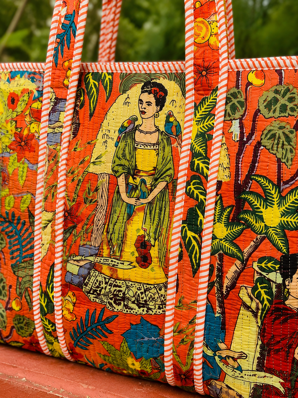 Indian style quilted tote bag