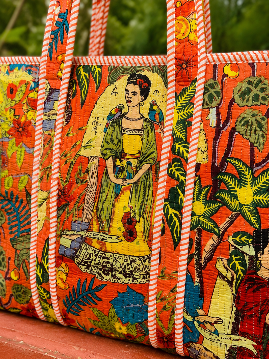 Indian style quilted tote bag