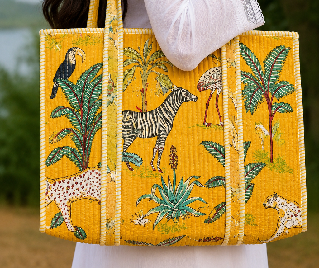 Jungle print cotton tote bag - travel & offiice bags