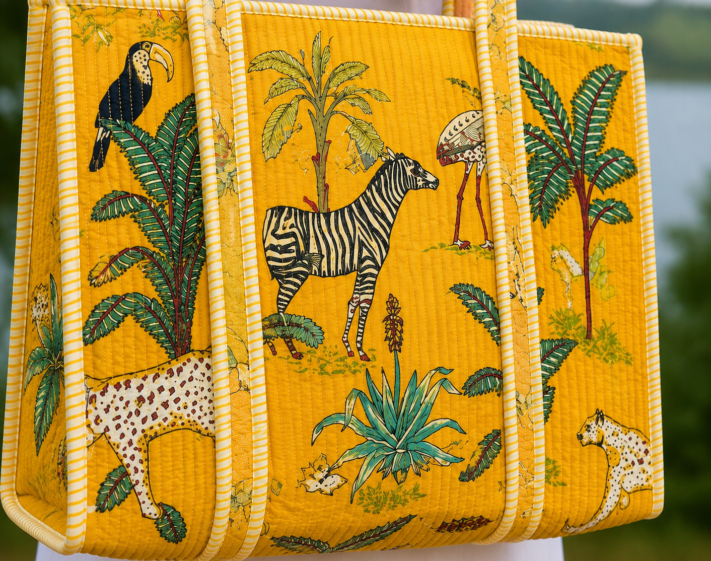 Image of Jungle print cotton tote bag travel & office  bags