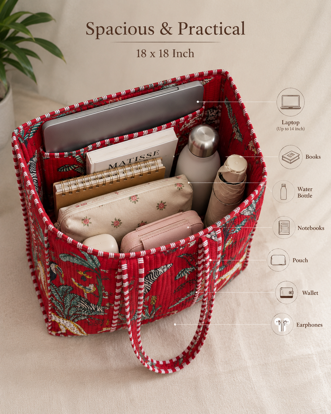 Image of Printed Tote Bag For Daily Use Women