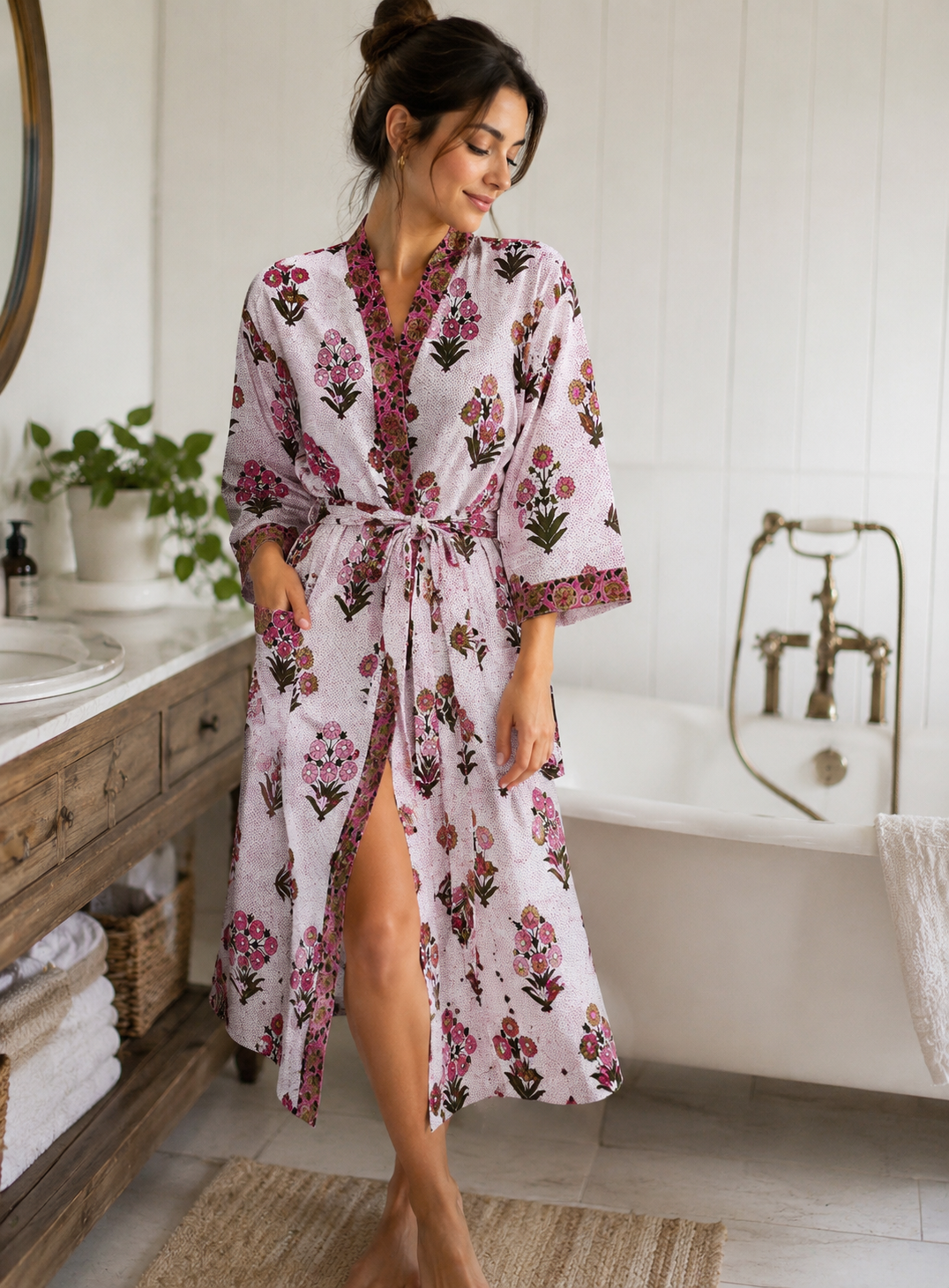 Printed bathrobe for women