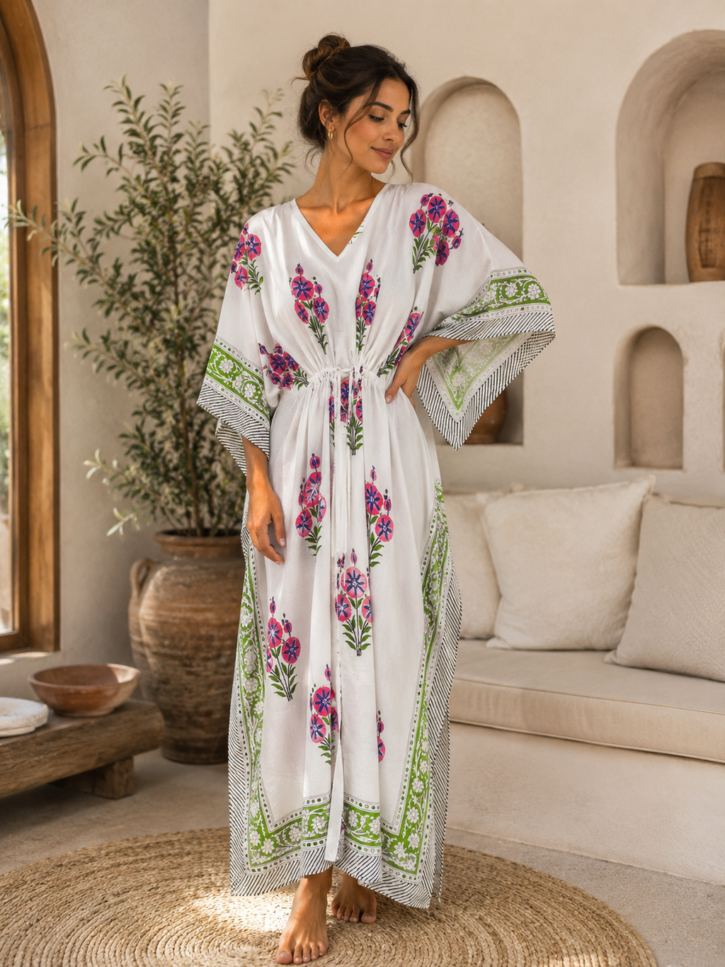 Summer Cotton Kaftan Loungewear Set for Women