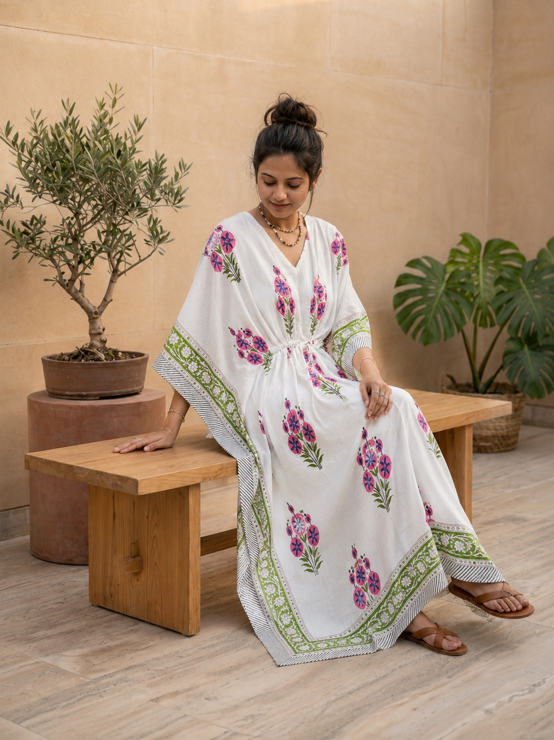 Summer Cotton Kaftan Loungewear Set for Women