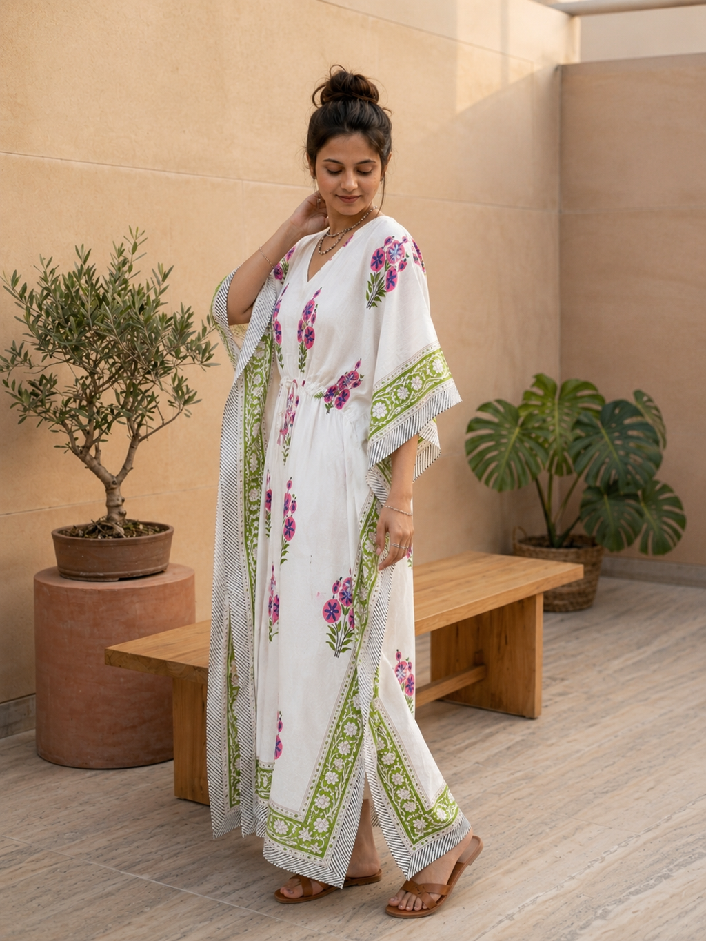Summer Cotton Kaftan Loungewear Set for Women