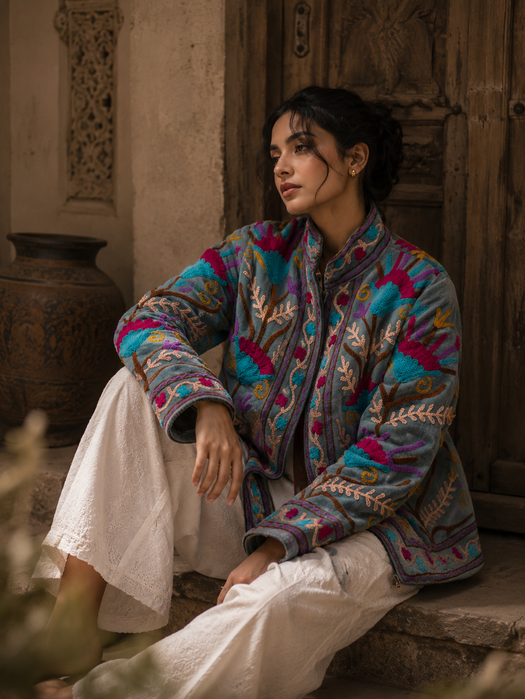 Vintage style velvet suzani jacket