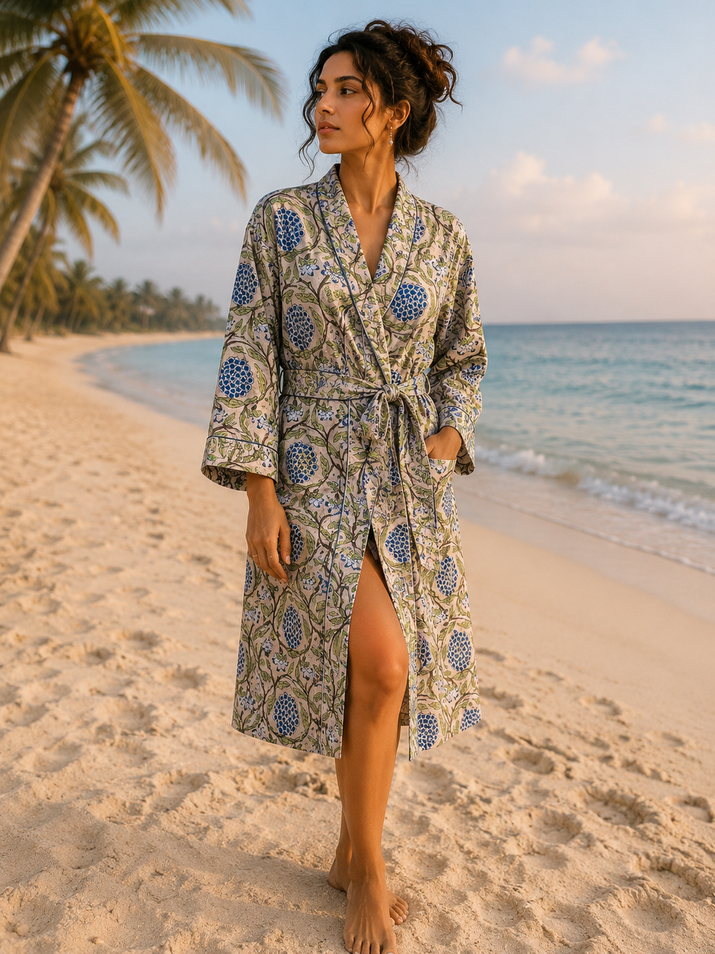 Cotton Kimono Bathrobe for Women
