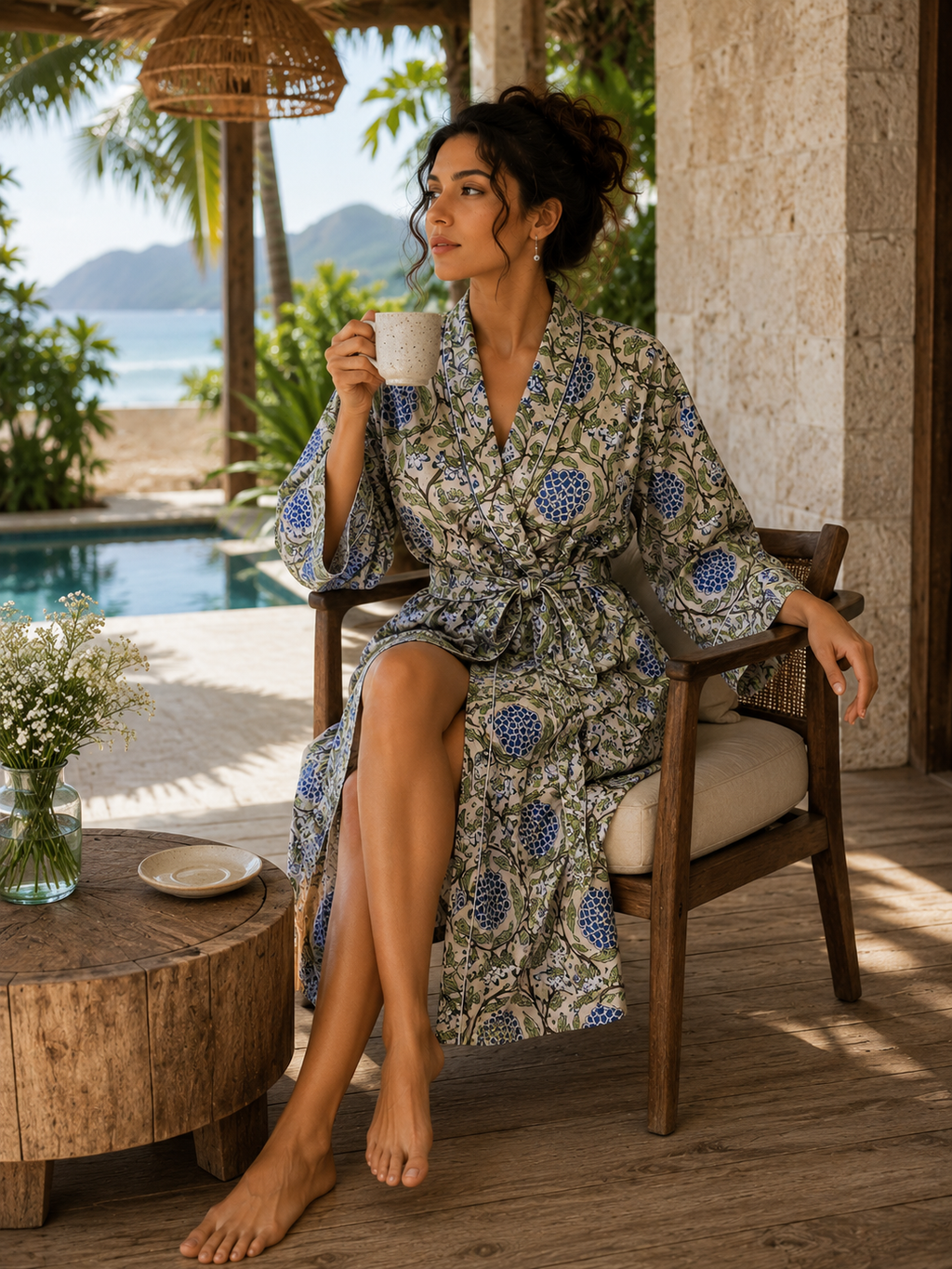 Cotton Kimono Bathrobe for Women