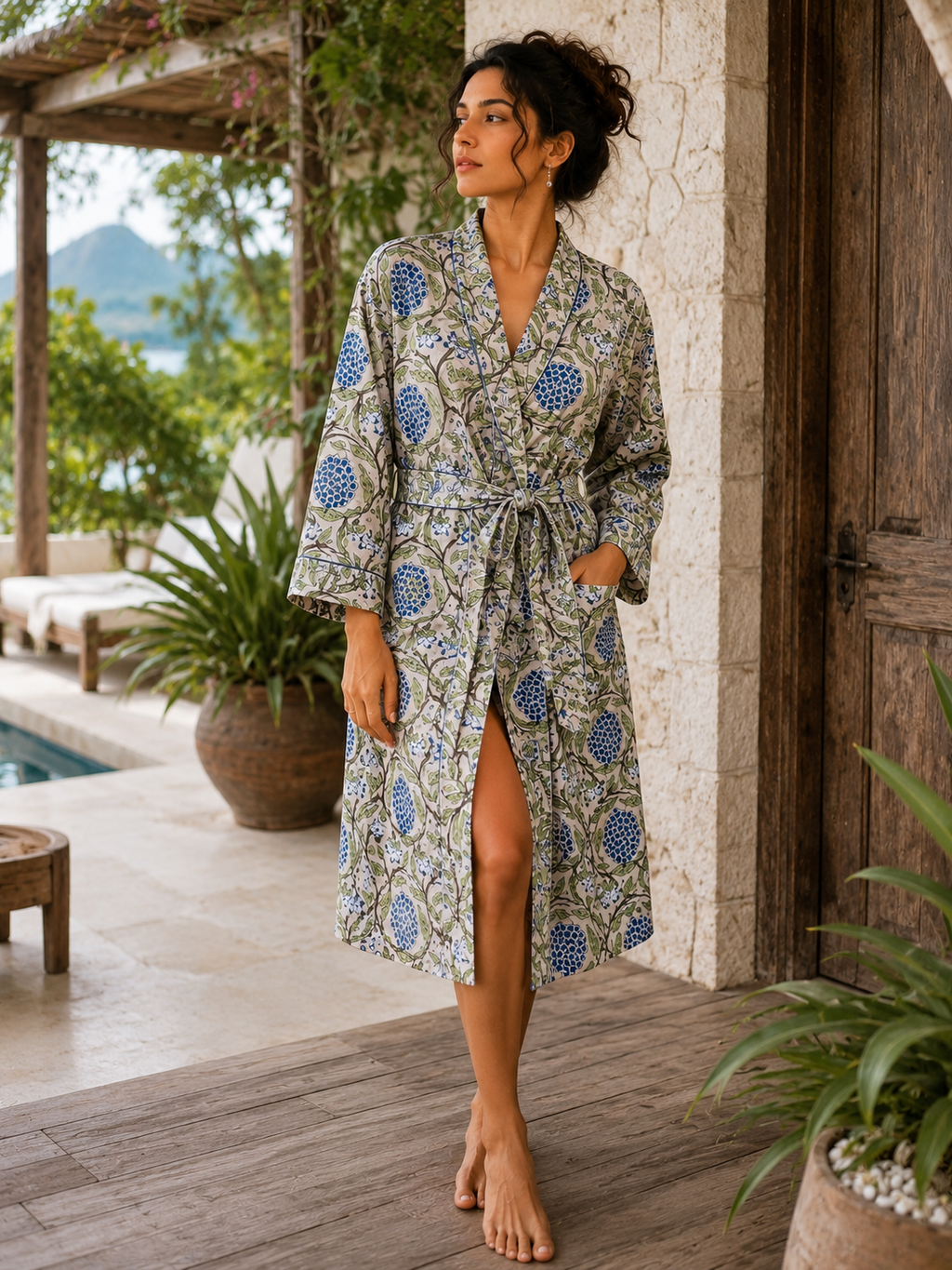 Cotton Kimono Bathrobe for Women