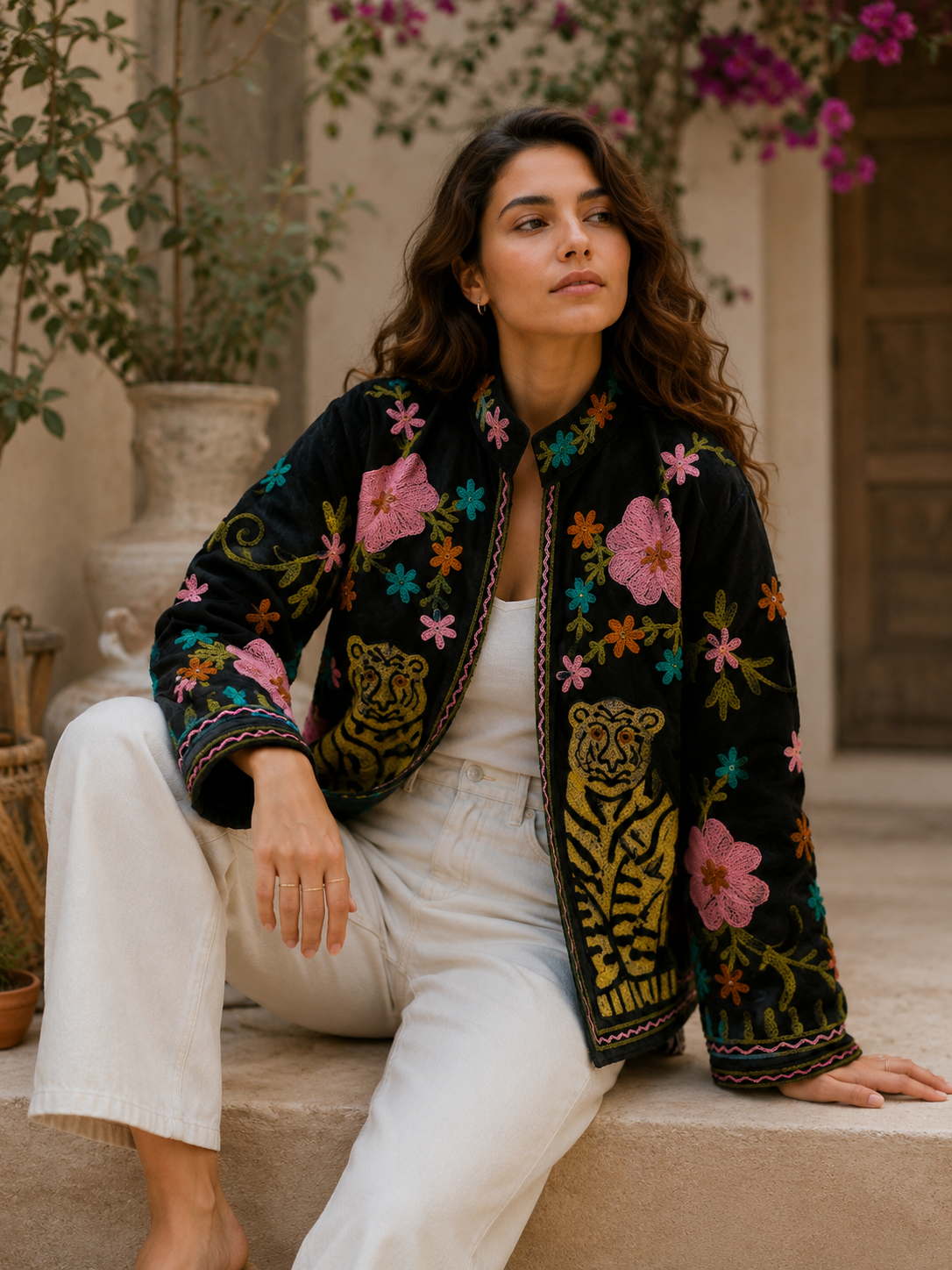 Vintage Suzani Embroidered Jacket for Women