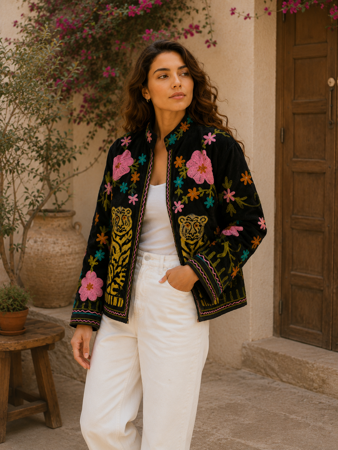 Vintage Suzani Embroidered Jacket for Women