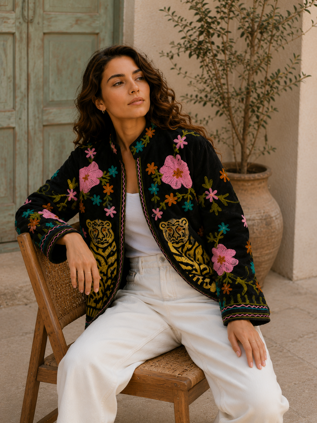 Vintage Suzani Embroidered Jacket for Women