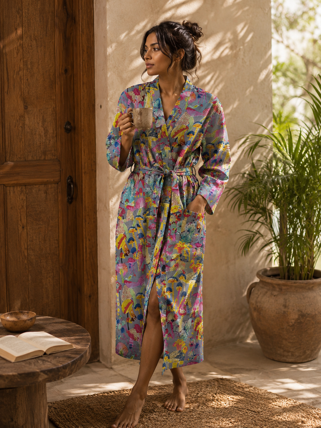 Floral Print Bathrobe For Women