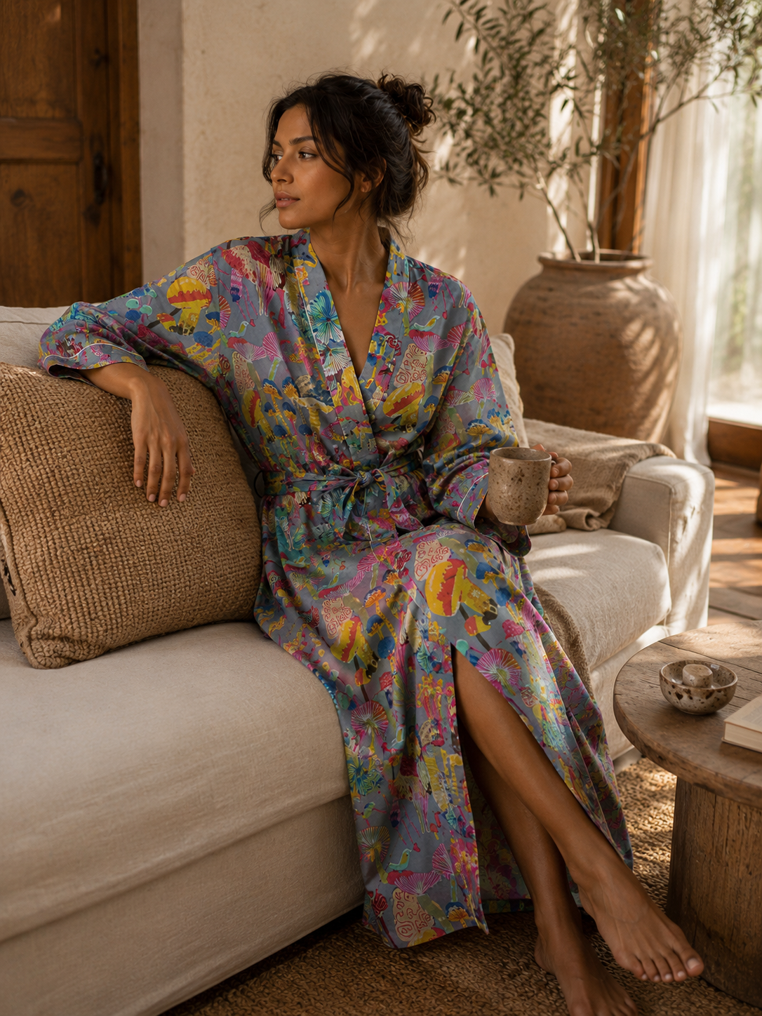 Image of Floral Print Bathrobe For Women