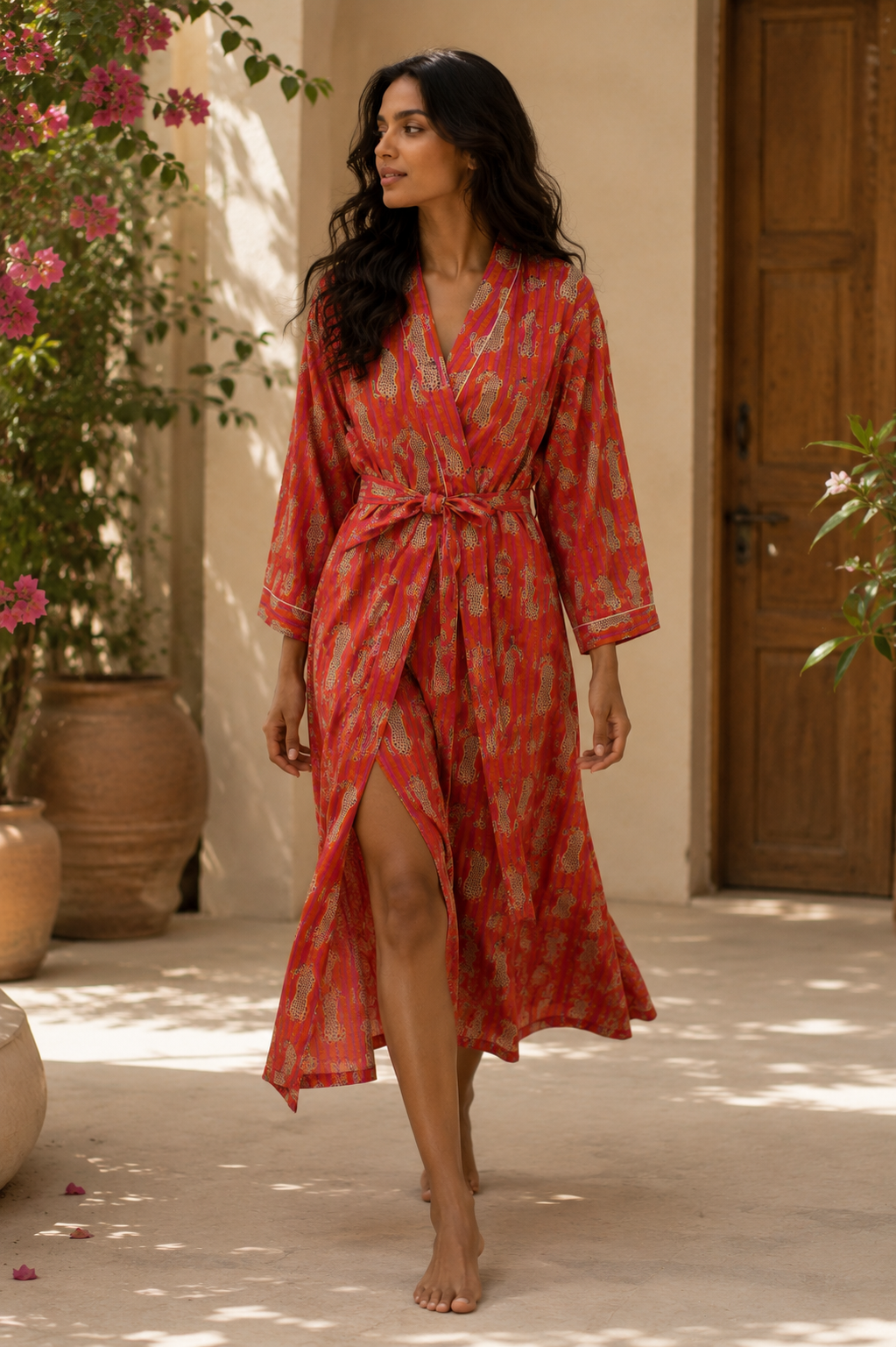 Image of Printed Kimono Bathrobe For Women