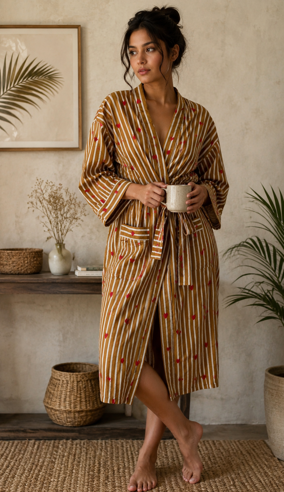 Cotton handmade bathrobe womens