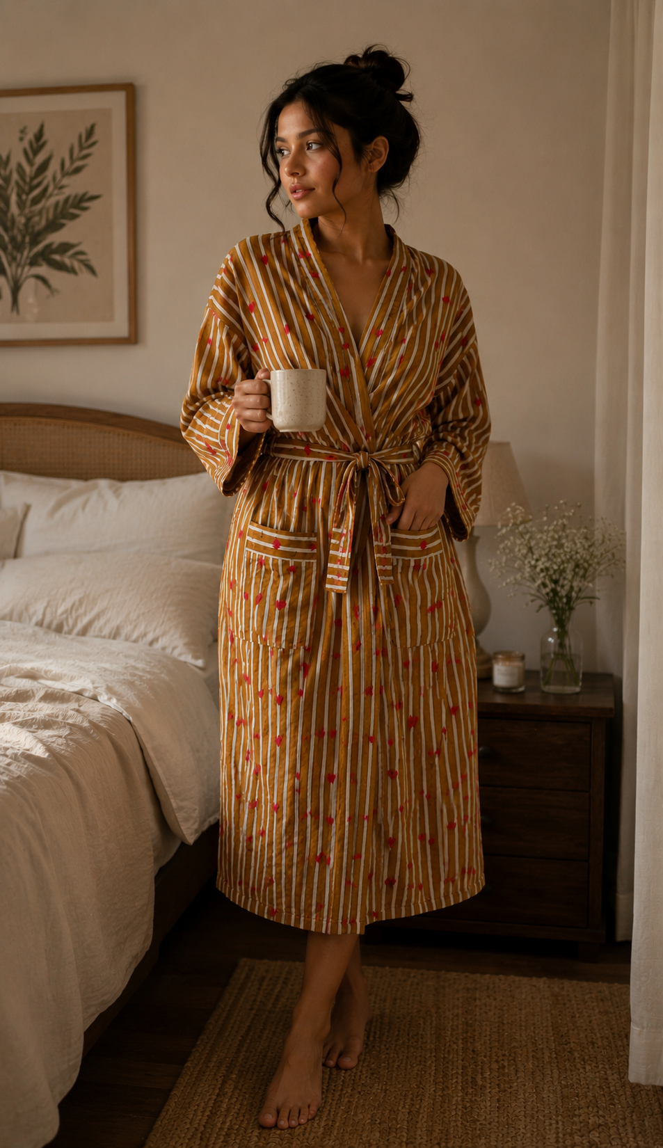 Cotton handmade bathrobe womens