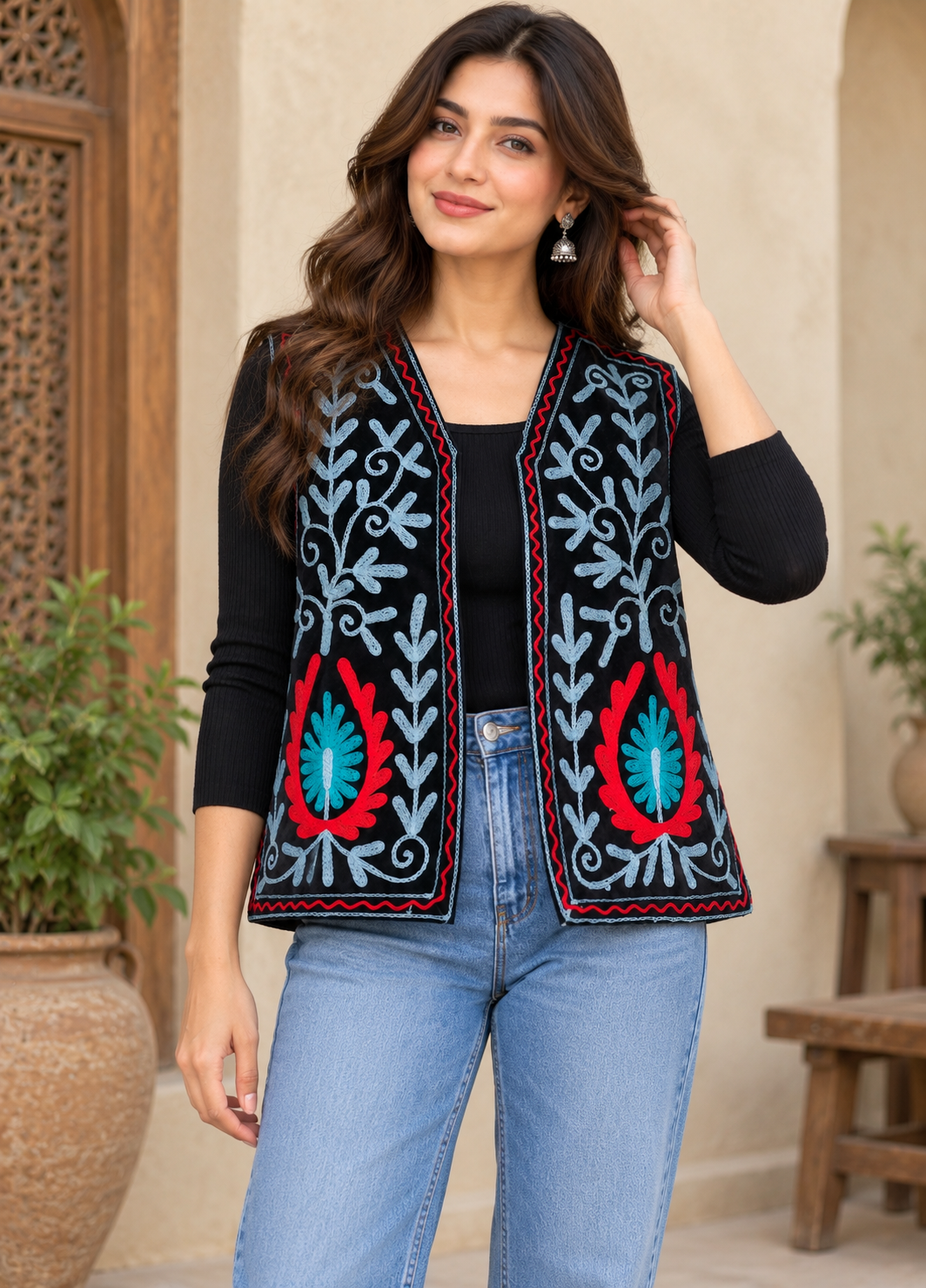 Image of Suzani Embroidered Jacket for Women