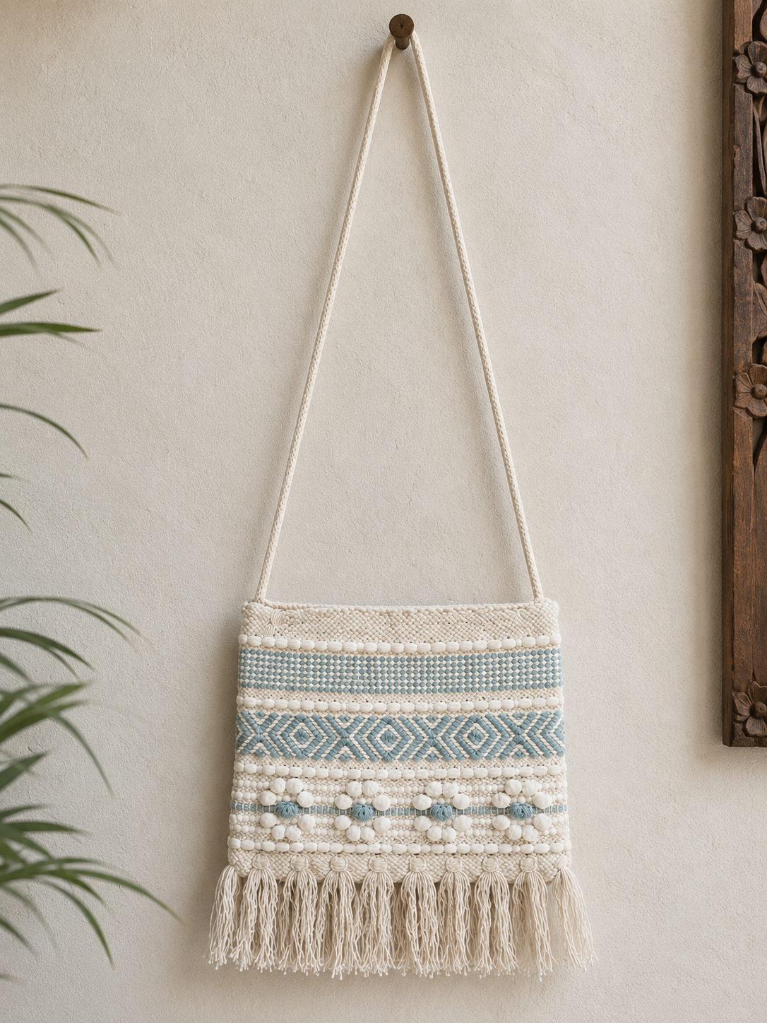Macrame Sling Bag for Women Boho Shoulder Crossbody Handbag