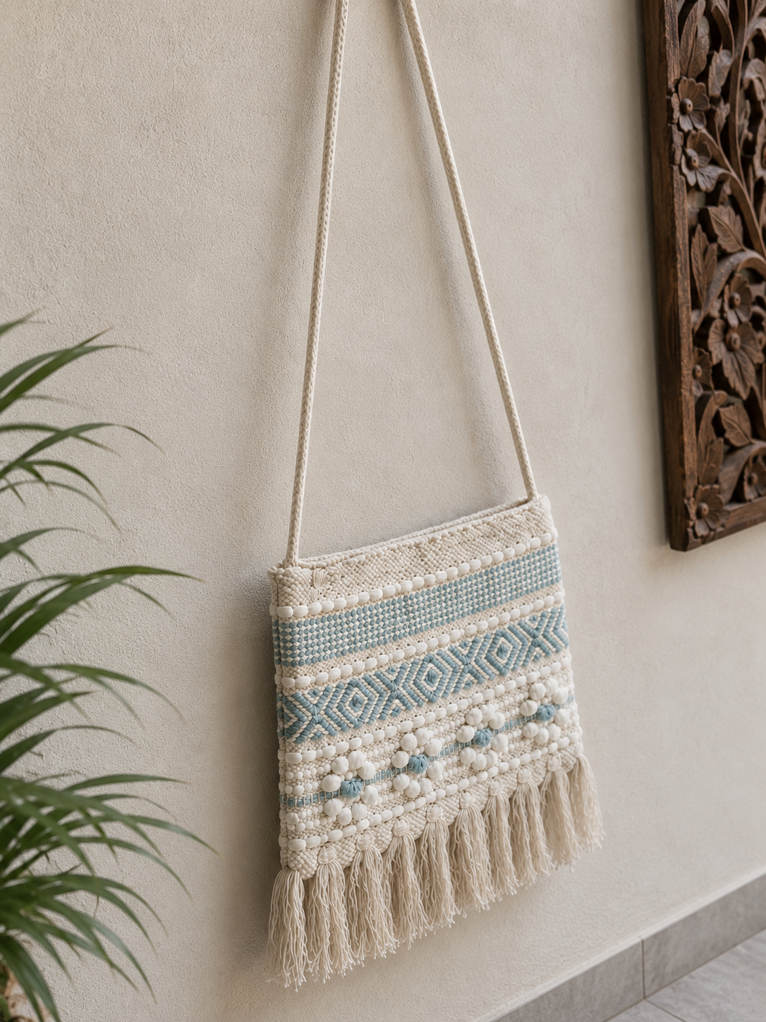 Macrame Sling Bag for Women Boho Shoulder Crossbody Handbag