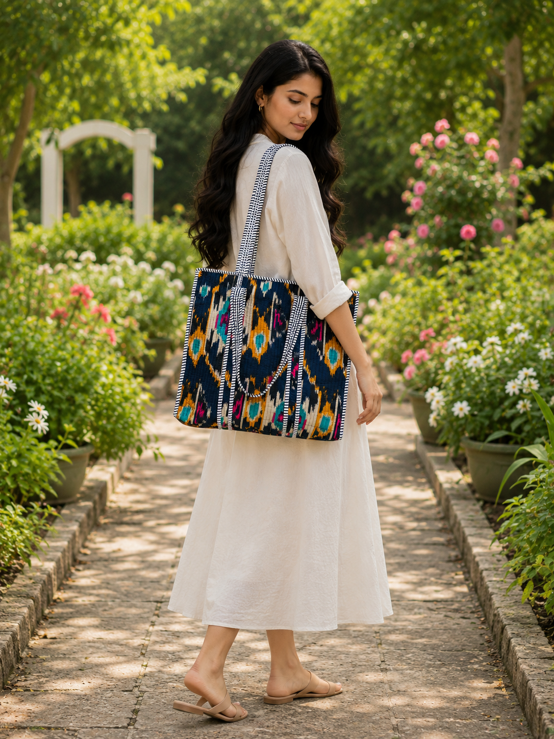 Handmade Quilted Cotton Tote Bag For Everyday Use