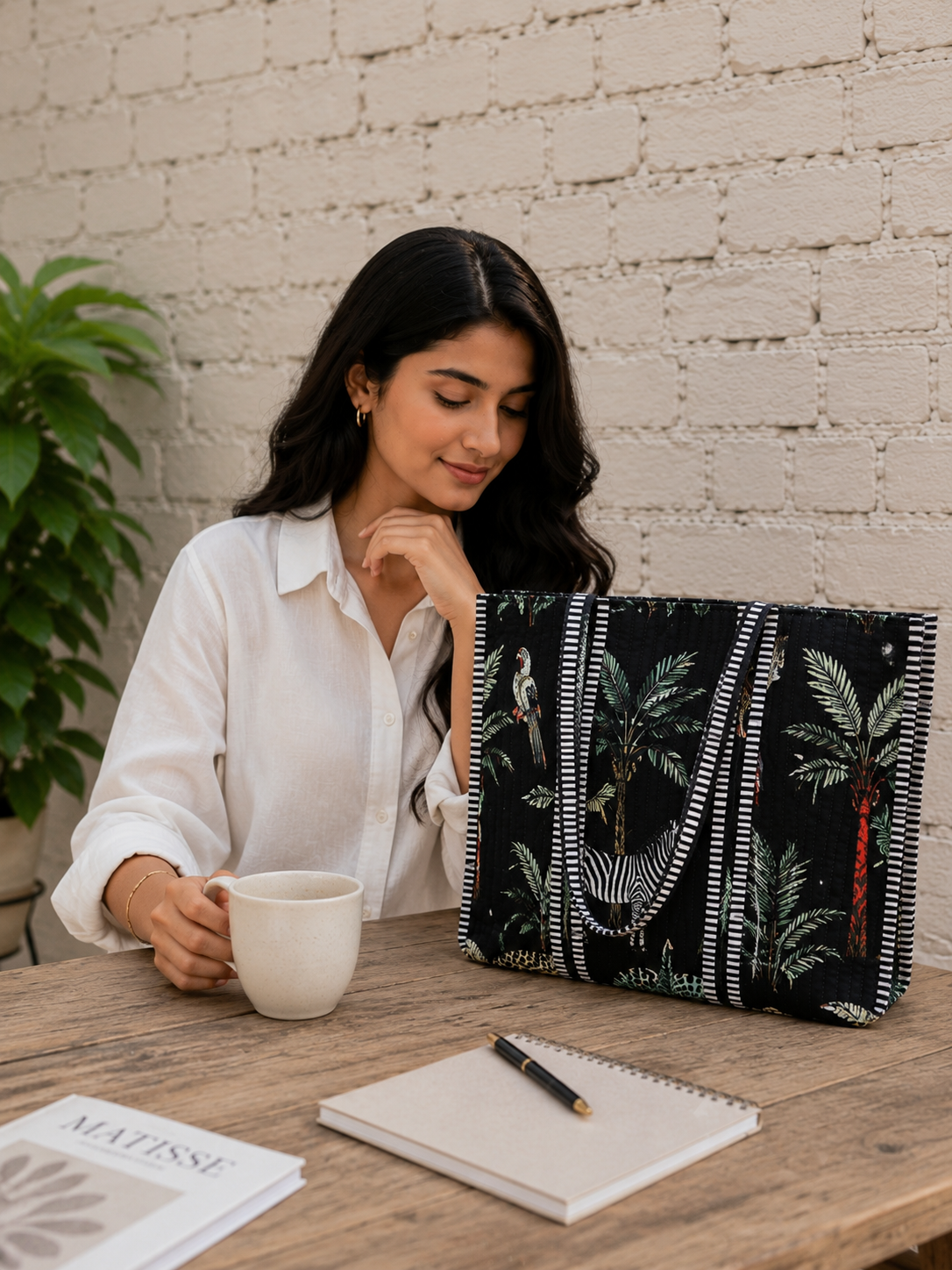 Handmade Cotton Shoulder Bag Block print Shopping Tote Bag Everyday use
