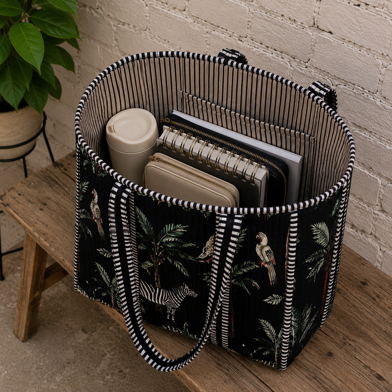Handmade Cotton Shoulder Bag Block print Shopping Tote Bag Everyday use