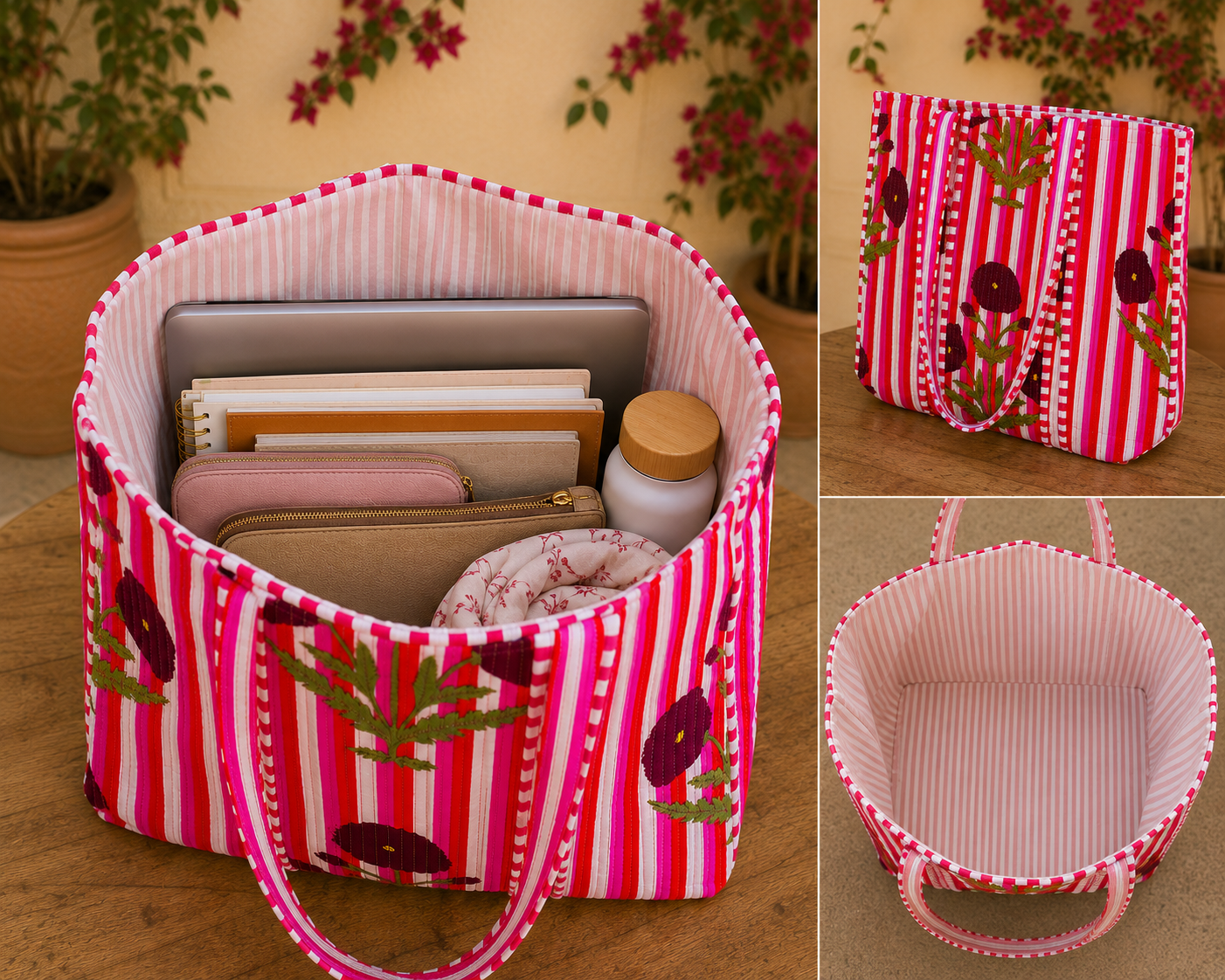 Image of Women Tote Bag Handmade Quilted Cotton Shoulder Bag For Daily use