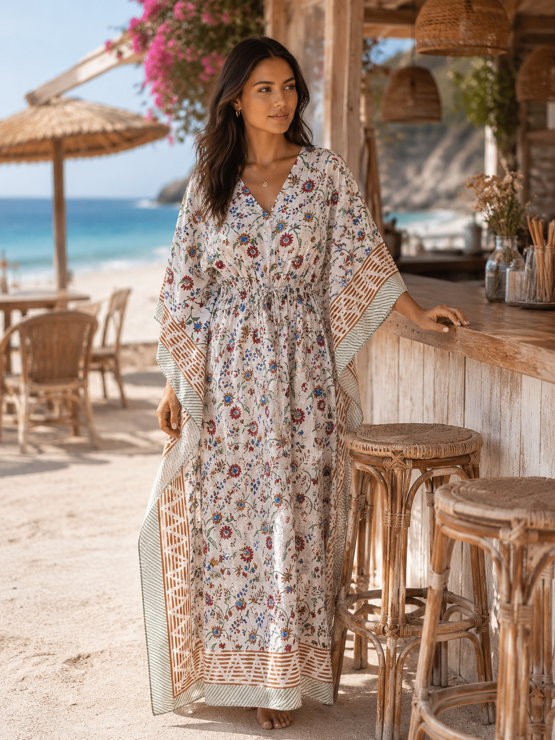 Block Print Cotton kaftan Summer Lounge Wear