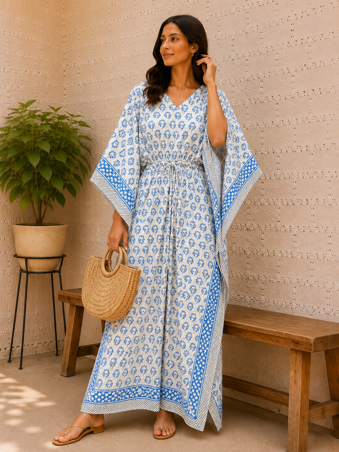 Indian kaftan for women summer loungewear dress