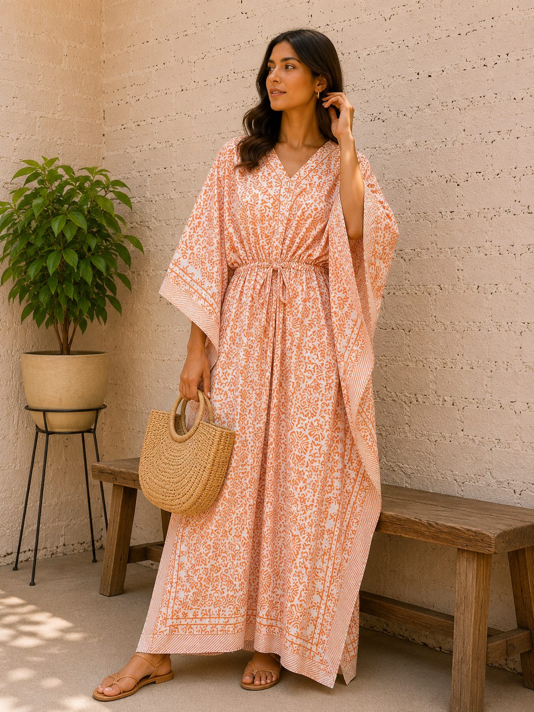 Soft Cotton Beach Wear Kaftan Dress