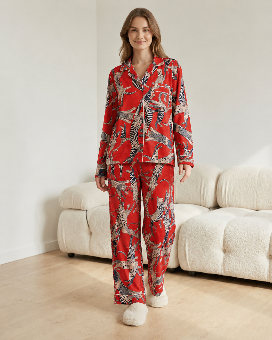 Soft Breathable Cotton PJ Set Handmade Block Print Nightsuit Set