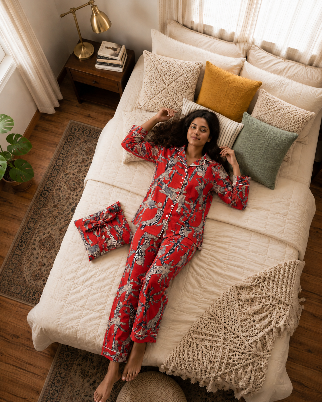 Soft Breathable Cotton PJ Set Handmade Block Print Nightsuit Set