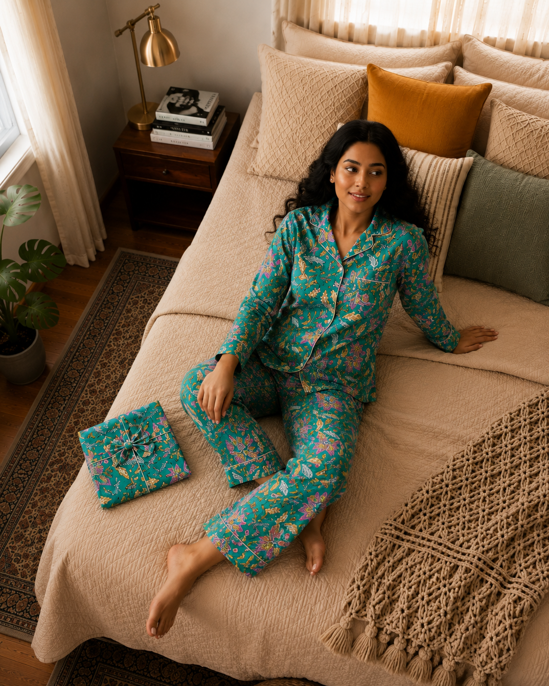 Women’s Floral Cotton Pajama Set Comfortable Sleepwear set