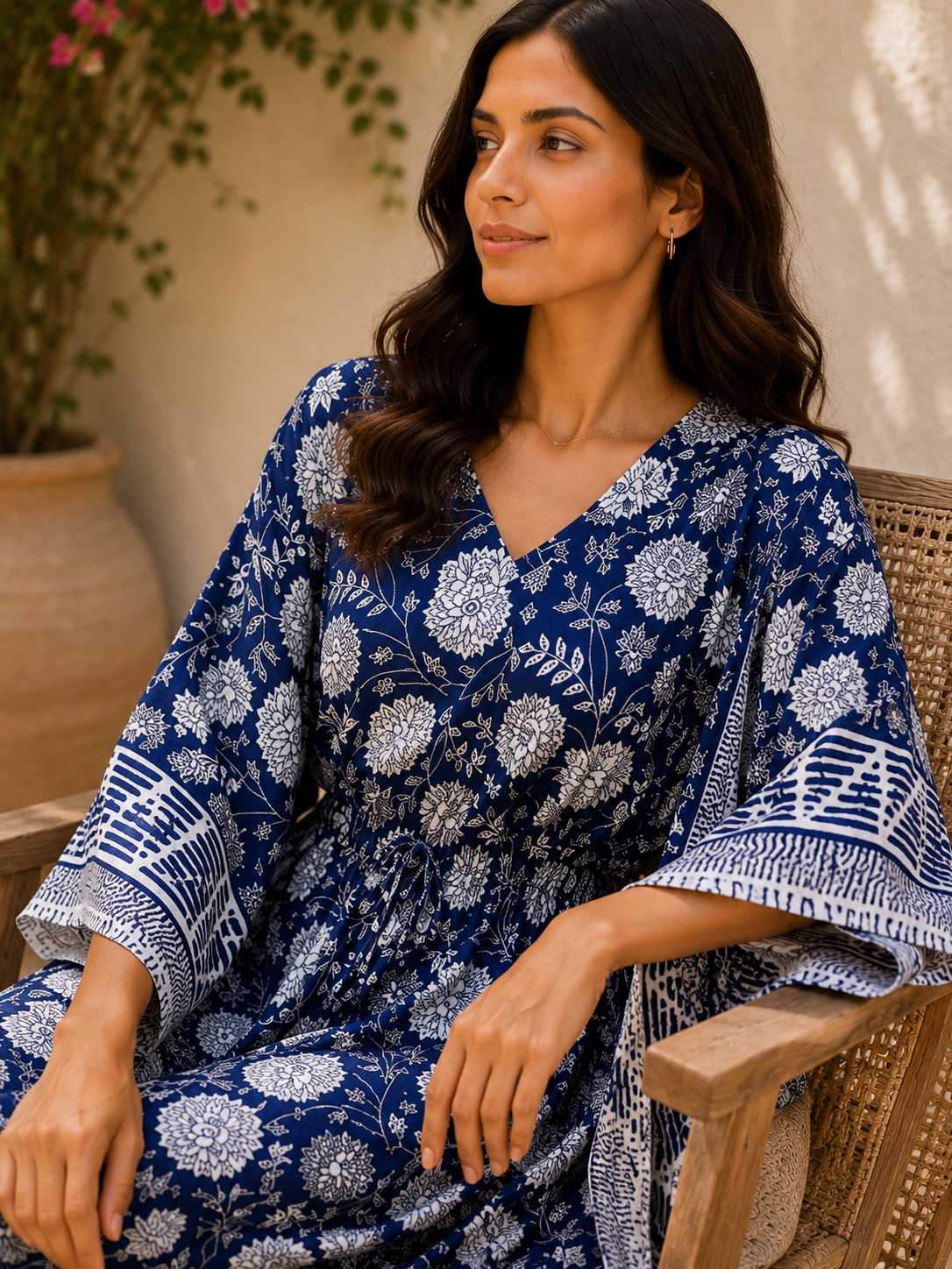 Image of Elegant Handmade Cotton Kaftan for Women