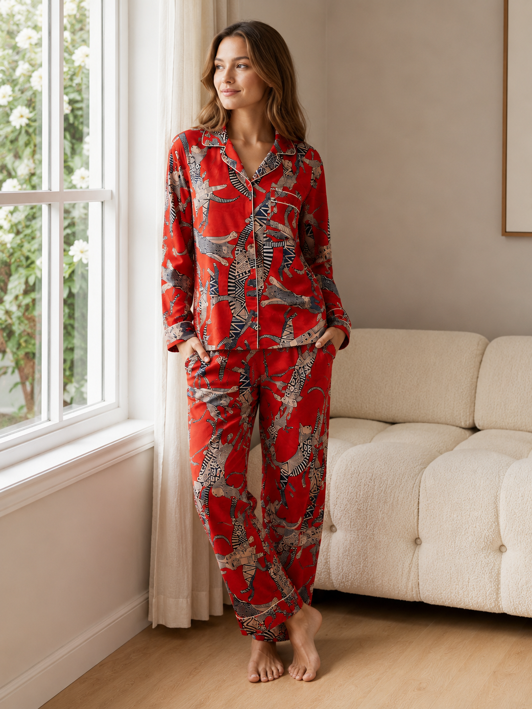 Soft Breathable Cotton PJ Set Handmade Block Print Nightsuit Set