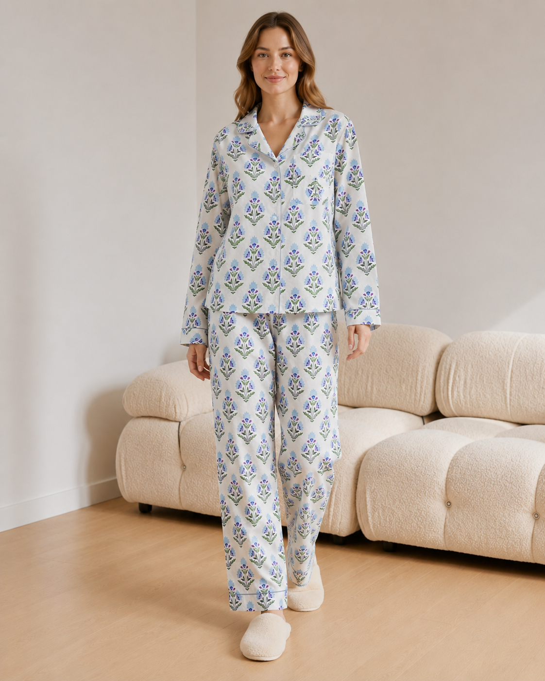 Image of Premium Handmade Cotton Pajama Set for Women bohemians sleepwear