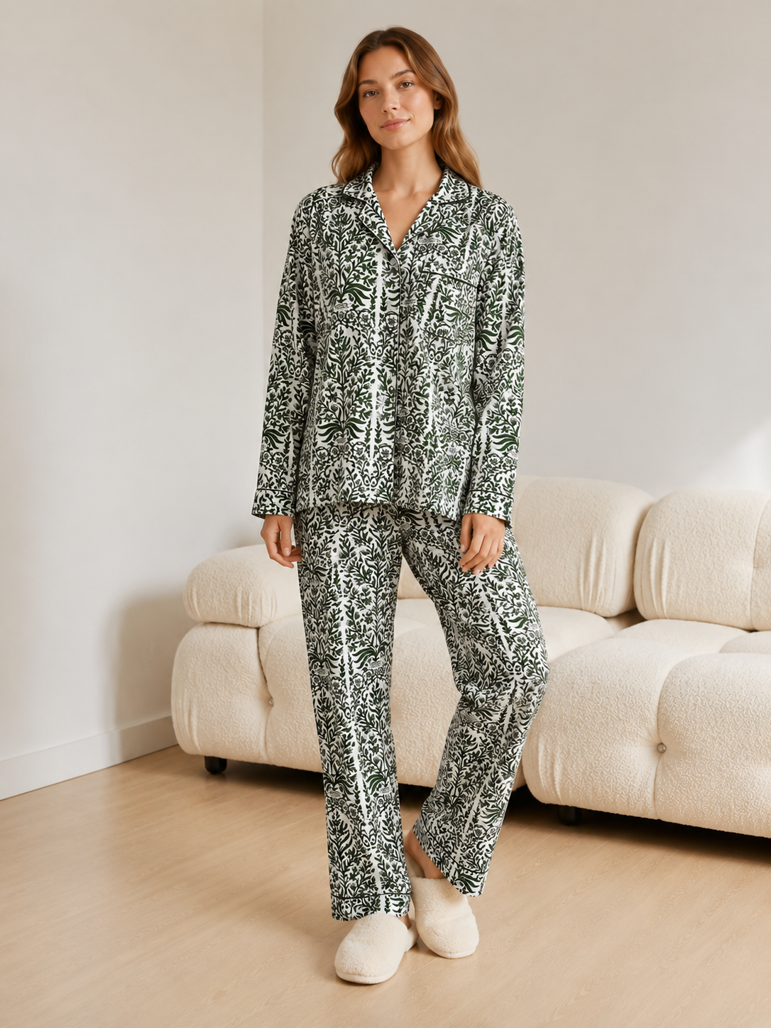 Vintage Floral Pajama Set printed Cotton Lounge Wear