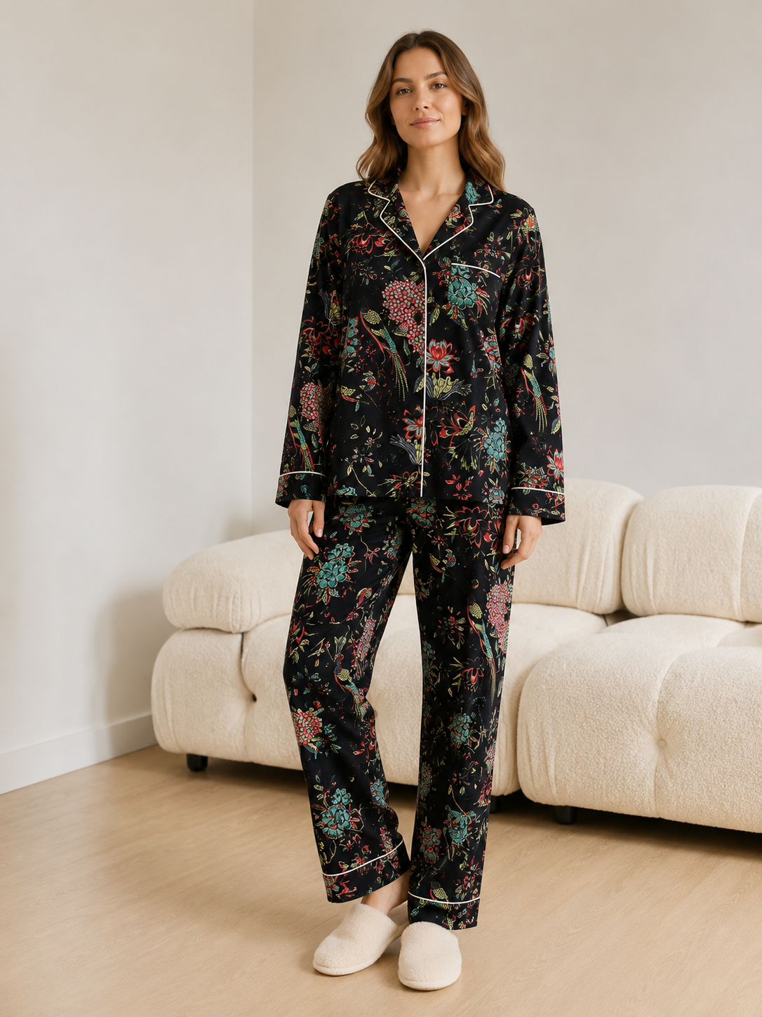 Women’s Soft Cotton Night Suit Handmade Floral Pajama Set