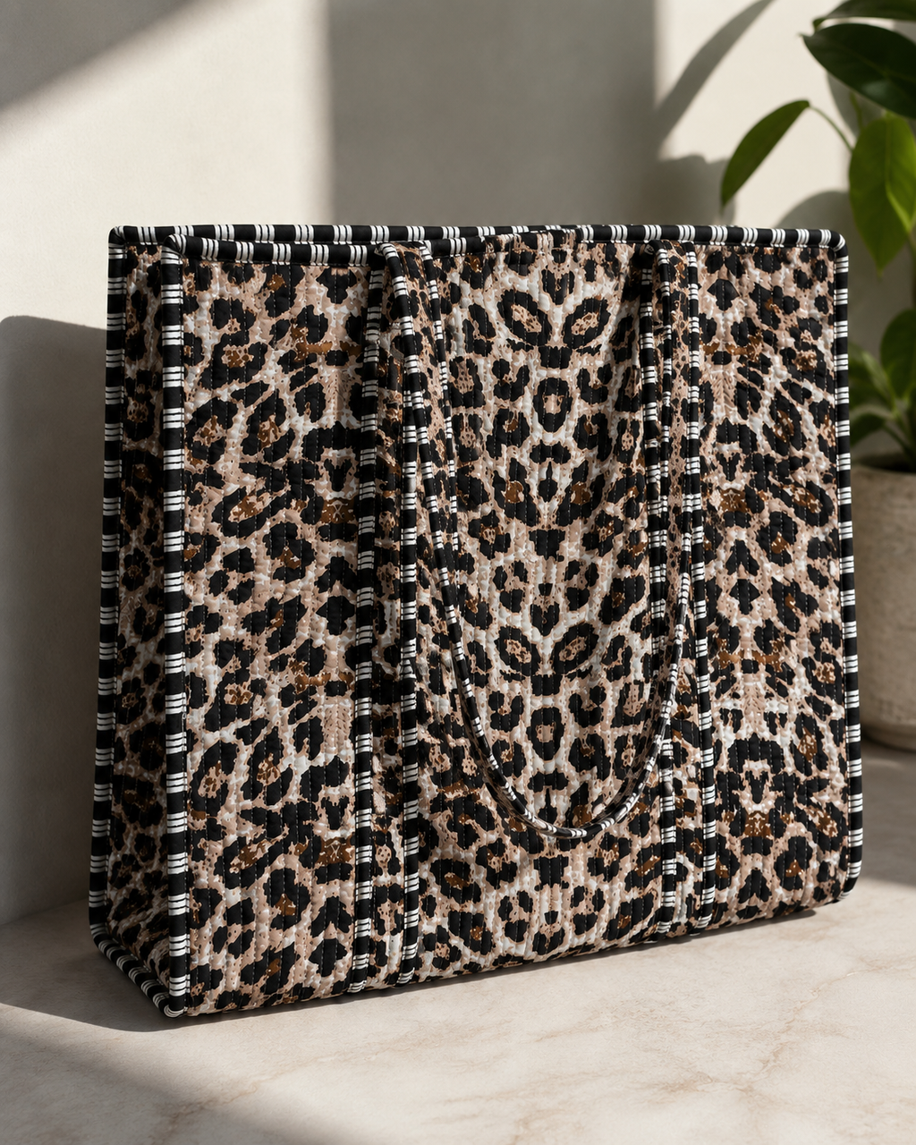Leopard print tote bag for women